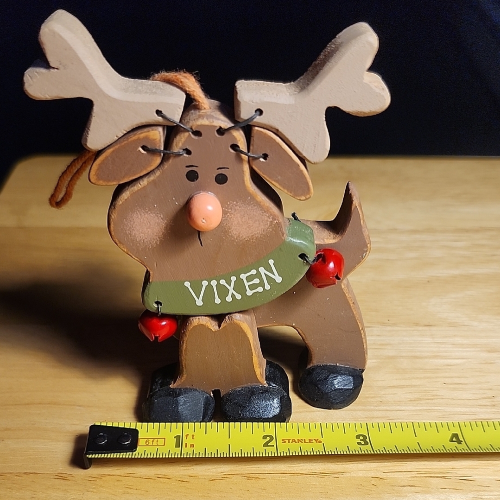 Festive "Vixen" Reindeer Ornament with Red Bells - Picture 2 of 5